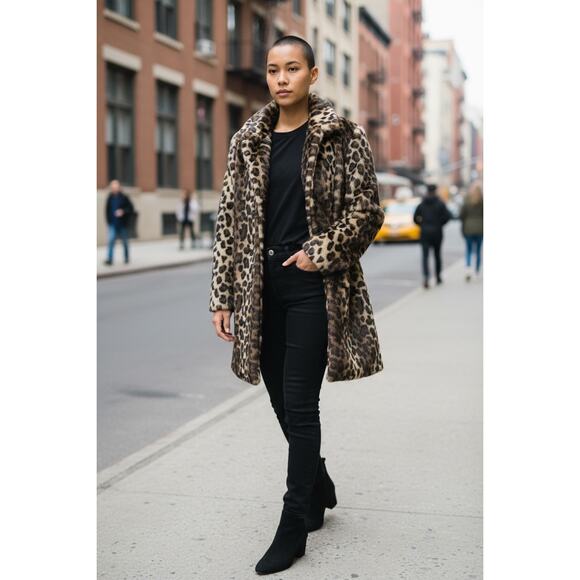 BCBG Generation Cheetah Leopard Faux Fur Coat  M - Picture 5 of 13